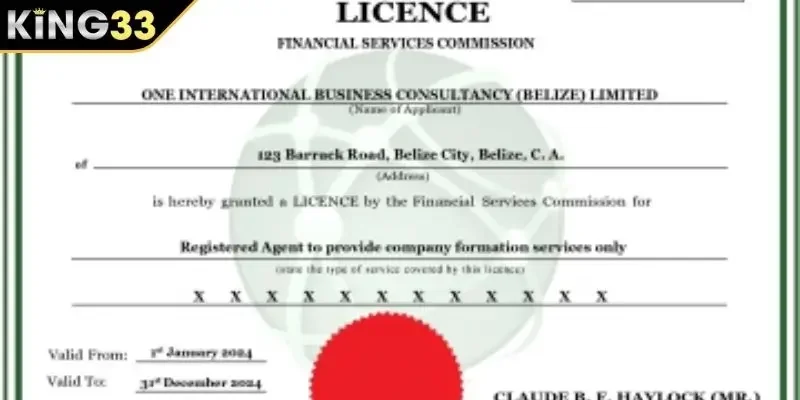 Giấy phép hoạt động KING33 British Virgin Islands Giấy phép hoạt động KING33 British Virgin Islands