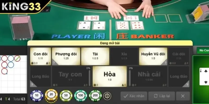 Hướng dẫn đặt cược Baccarat King33